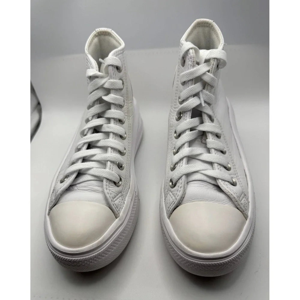 Converse Sneakers Women's Size 6.5 White Leather All Star Platform Lift *wear*